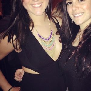 Multi color gold statement necklace